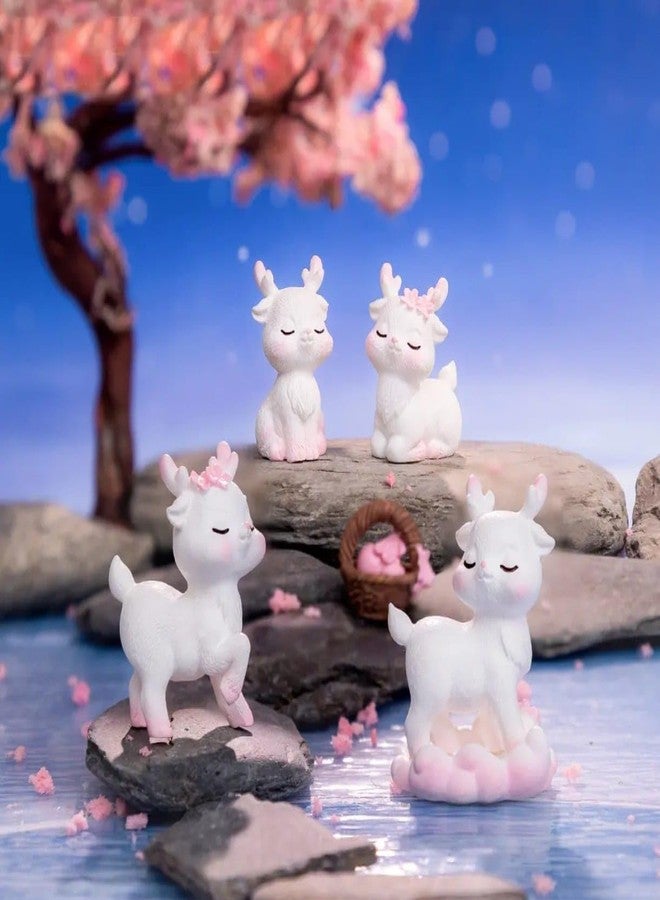 VRB Dec 1 Set Miniature Showpiece Set for Home Decor, car Dashboard,Valentine,Living Room,Gifts Figurines,Cake Decoration Items,Figurines for Home Decor. (4 Pcs Cute Deer Minaiture) - Image 1